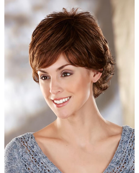 Wholesome Brown Wavy Short Capless Classic Synthetic Women Wigs