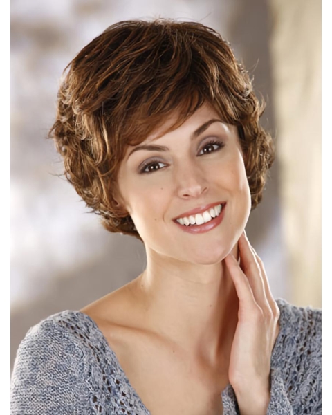 Wholesome Brown Wavy Short Capless Classic Synthetic Women Wigs