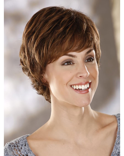 Wholesome Brown Wavy Short Capless Classic Synthetic Women Wigs