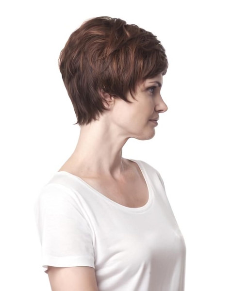 Tempting Auburn Wavy Short Monofilament Synthetic Women Wigs