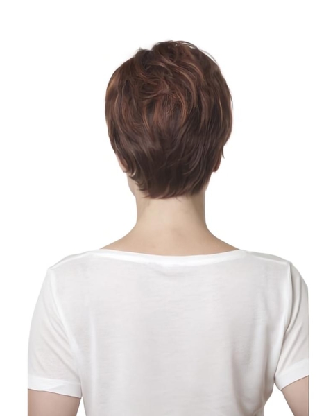 Tempting Auburn Wavy Short Monofilament Synthetic Women Wigs