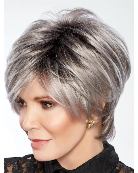 8" Wavy Short Capless Synthetic Grey  Jaclyn Smith Women Wigs