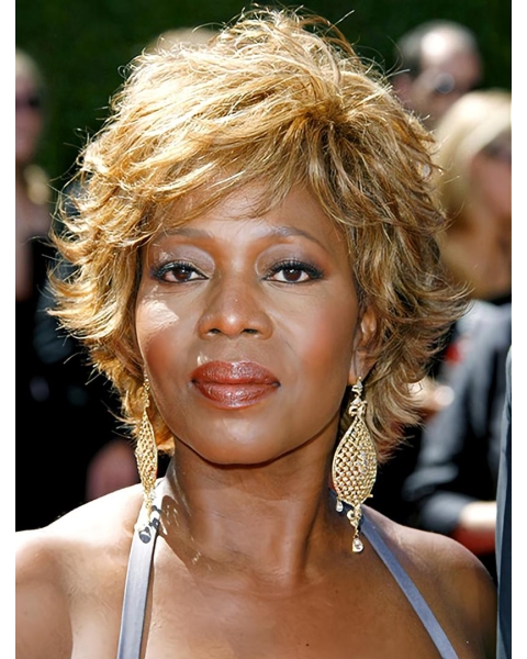 Layered Wavy Short Lace Front Synthetic Alfre Woodard Women Wigs