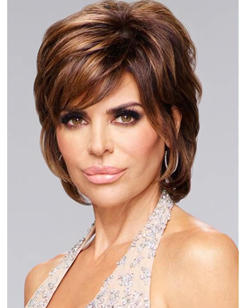 10" Lace Front Short Synthetic Wavy Lisa Rinna Women Wigs