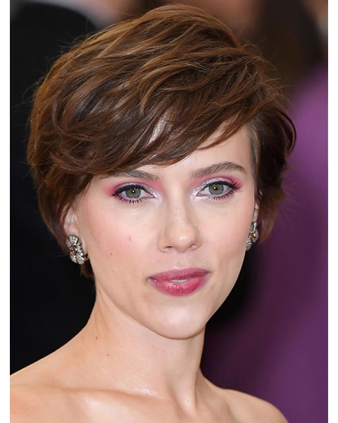 Wavy Short Brown Capless Synthetic Scarlett Johansson Women Wigs