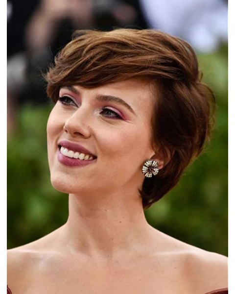 Wavy Short Brown Capless Synthetic Scarlett Johansson Women Wigs