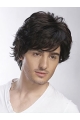 Shining Black Wavy Short Hand-Tied Human Hair Men Wigs