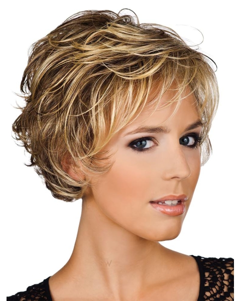 Preferential Blonde Wavy Short Capless Human Hair Women Wigs