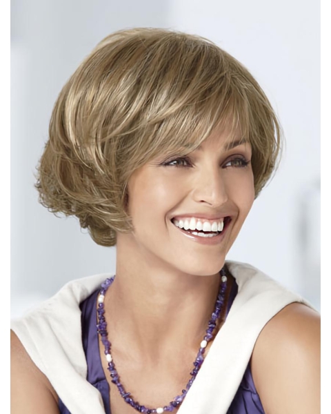 Preferential Blonde Wavy Short Capless Synthetic Women Bob Wigs