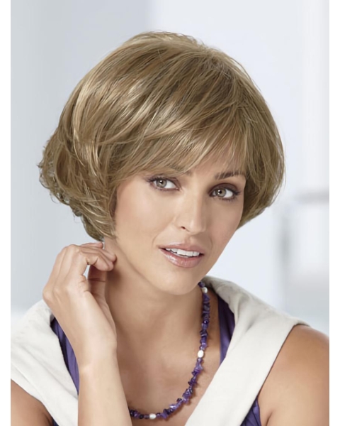 Preferential Blonde Wavy Short Capless Synthetic Women Bob Wigs