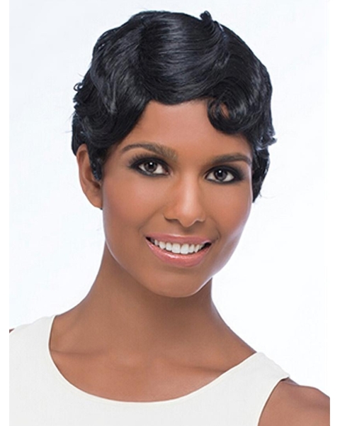 Stylish Black Wavy Short Capless Classic Synthetic Women Wigs