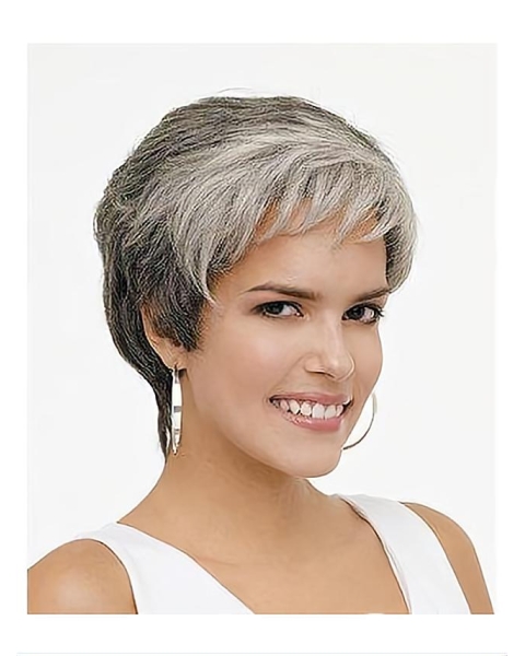 High Quality Wavy Short Monofilament Synthetic Grey Women Wigs