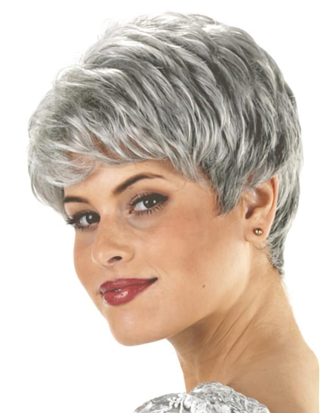 Hairstyles Wavy Short Capless Synthetic Grey Women Wigs