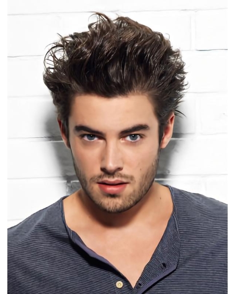 New Auburn Wavy Short Capless Human Hair Men Wigs