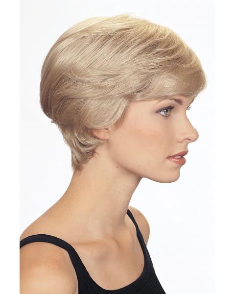 Blonde Elegant Boycuts Wavy Short Capless Synthetic Women Wigs