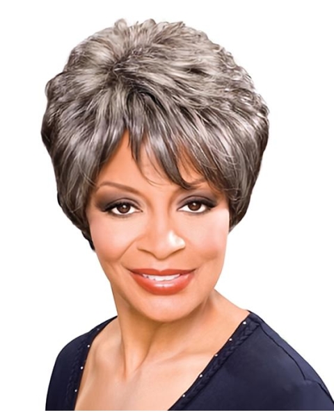 Tempting Wavy Short Capless Synthetic Grey Women Wigs