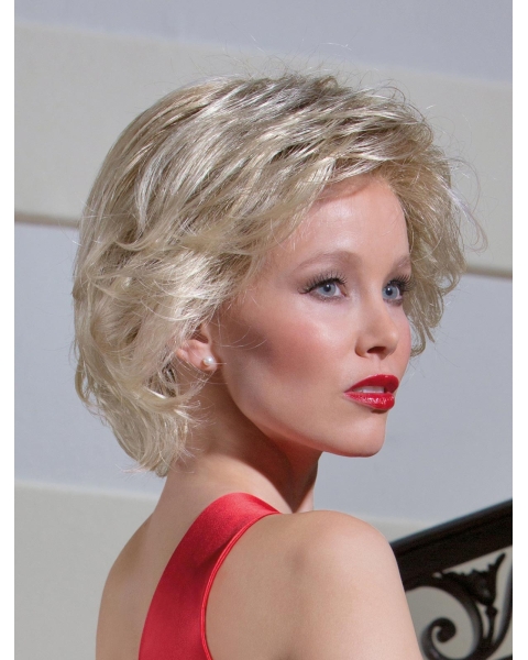 Traditional Blonde Wavy Short Hand-Tied  Classic Synthetic Women Wigs