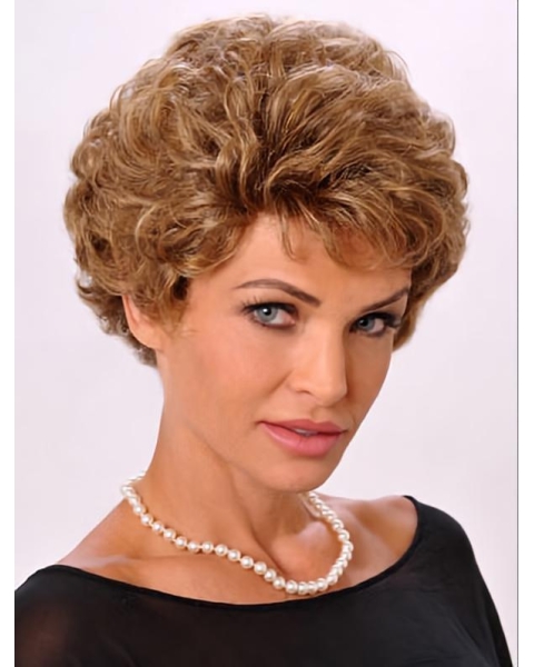 Blonde Wavy Short Monofilament Synthetic Women Wigs