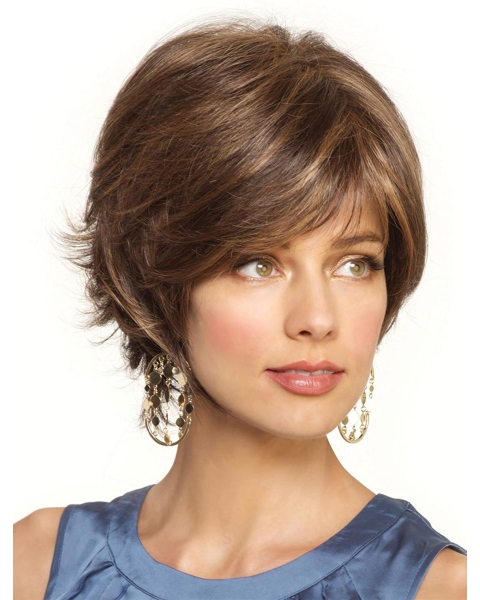 Blonde Wavy Short Lace Front Synthetic Mature Women Wigs