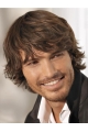 Great Brown Wavy Short Capless Human Hair Men Wigs