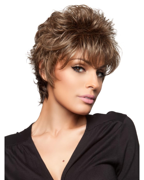 Boycuts Wavy Short Capless Layered Synthetic Women Wigs