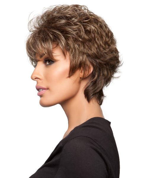 Boycuts Wavy Short Capless Layered Synthetic Women Wigs