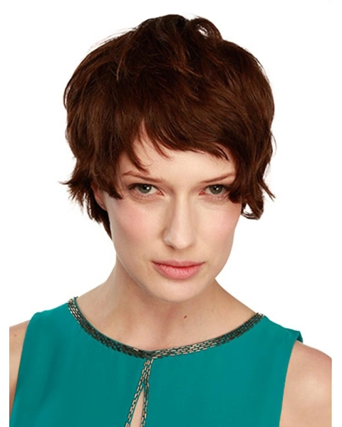 Durable Boycuts Wavy Short Monofilament Human Hair Women Wigs