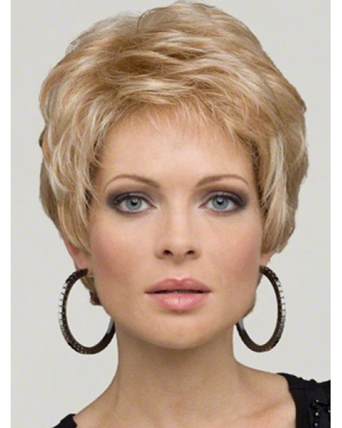 No-fuss Blonde Wavy Short Monofilament Synthetic Women Wigs For Cancer