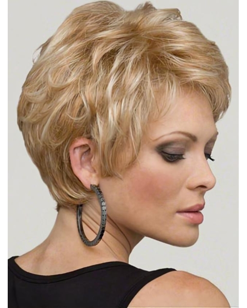 No-fuss Blonde Wavy Short Monofilament Synthetic Women Wigs For Cancer