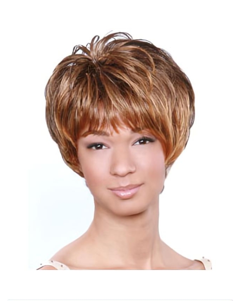 Brown Wavy Short Capless Synthetic African American Women Wigs