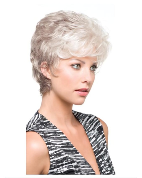 Good Wavy Short Capless Synthetic Grey Women Wigs