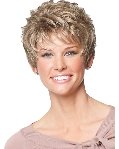 Gentle Blonde Wavy Short Capless Petite Synthetic Women Wigs