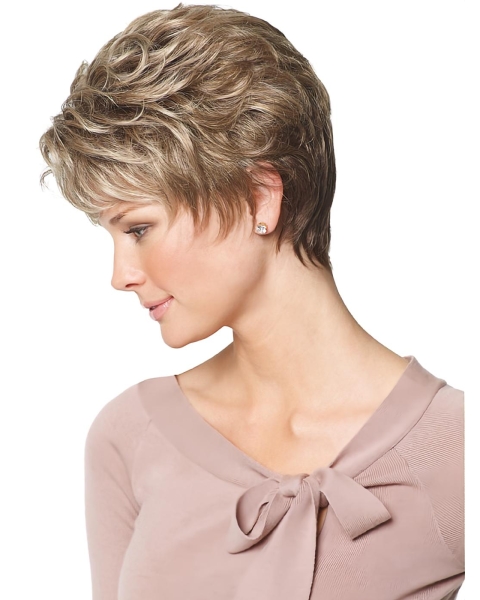 Gentle Blonde Wavy Short Capless Petite Synthetic Women Wigs