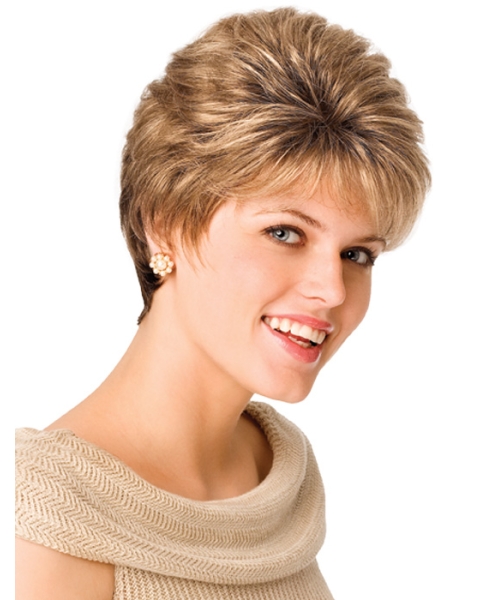 Gentle Blonde Wavy Short Capless Petite Synthetic Women Wigs