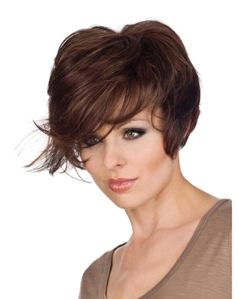 Comfortable Wavy Short With Bangs Monofilament Synthetic Women Wigs