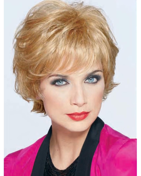 Cool Blonde Wavy Short Monofilment Classic Synthetic Women Wigs