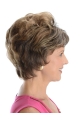 Sleek Brown Wavy Short Monofilament Human Hair Celebrity Women Wigs For Cancer