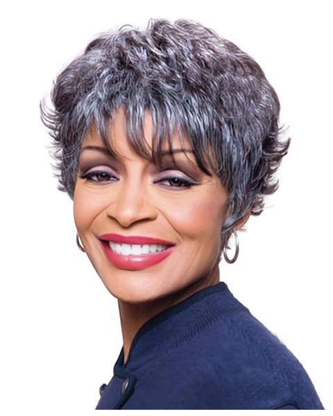 Wavy Short Capless Synthetic Grey Women Wigs