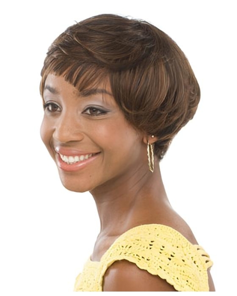 Gorgeous Brown Wavy Short Capless Human Hair African American Women Wigs