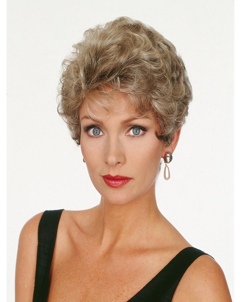 Mature Blonde Wavy Short Capless Classic Synthetic Women Wigs