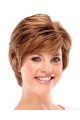 High Quality Auburn Layered Wavy Short Monofilament Human Hair Women Wigs