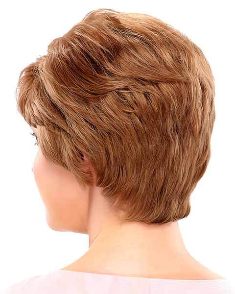 High Quality Auburn Layered Wavy Short Monofilament Human Hair Women Wigs