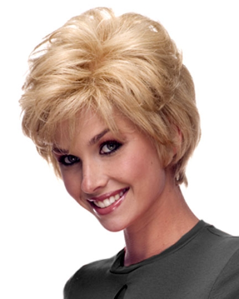 High Quality Auburn Layered Wavy Short Monofilament Human Hair Women Wigs