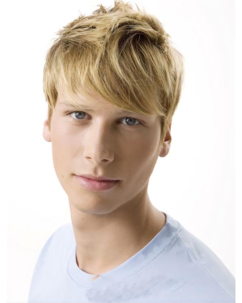 Amazing Blonde Wavy Short Hand-Tied Human Hair Men Wigs