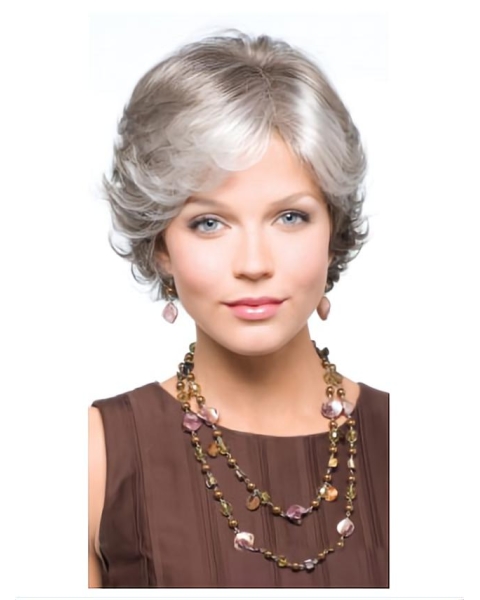 Incredible Wavy Short Capless Synthetic Grey Women Wigs