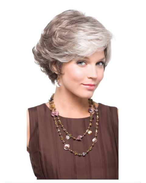 Incredible Wavy Short Capless Synthetic Grey Women Wigs