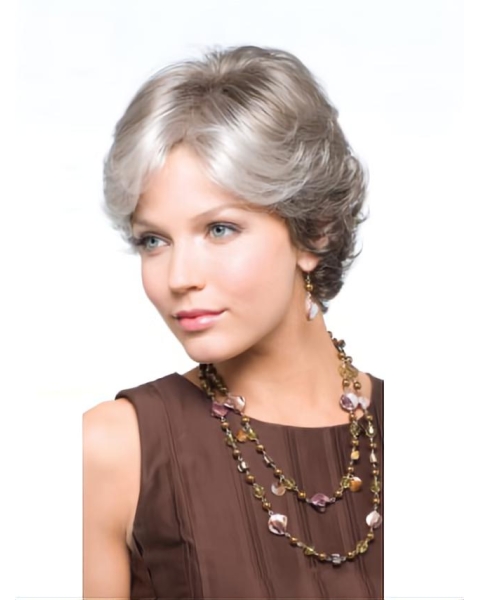 Incredible Wavy Short Capless Synthetic Grey Women Wigs