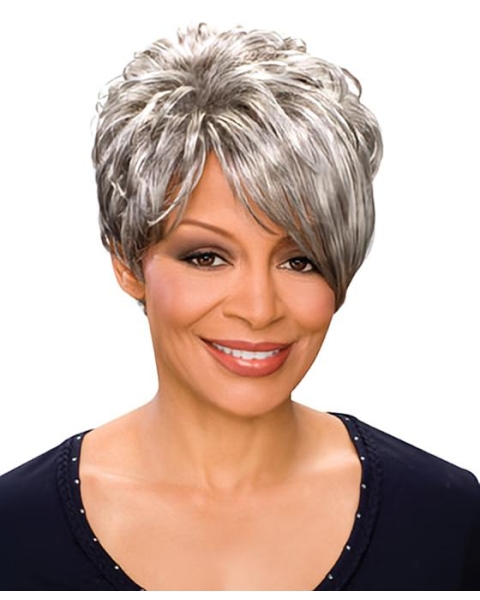 Elegant Wavy Short Capless Synthetic Grey Women Wigs