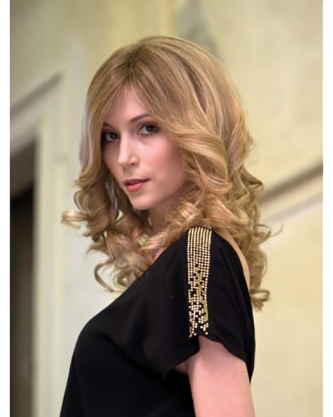  No-fuss 14" Shoulder Length Blonde  Curly Without Bangs Capless Synthetic Women Wigs