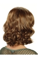 Shoulder Length Brown Curly Without Bangs Lace Front Synthetic Women Wig